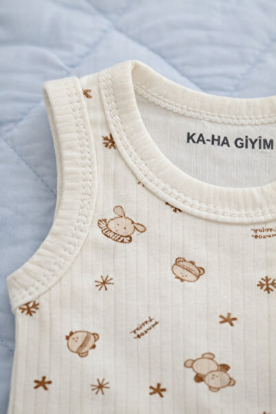 KA-HA Giyim %100 Pamuklu /3'lü Çıtçıtlı Bebek Body Zıbın /Hayvanlı/ Pamuklu Bebek Atlet / Bebek Çıtçıtlı/Organik
