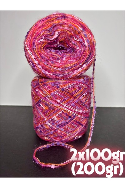 Ana&Kuzusu İplik Оранжева, фуксия (2-слойна) фина мохерна прежда, лилава прел...