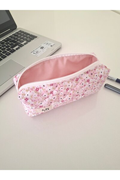 MB pembe çıtır çiçek desenli kalemlik - tek bölmeli