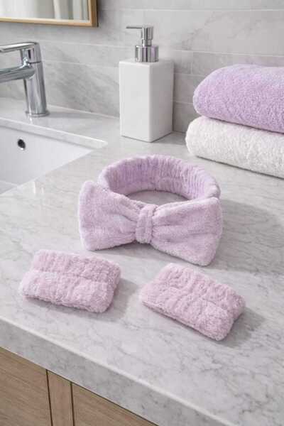 diclecollection Set cu bandă de păr cu fundă liliac/Set de mâneci pentru abso...