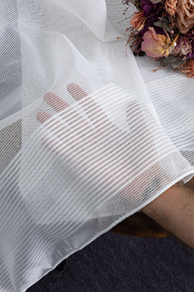 Assina Shor Gümüş Dökümlü 1/2 Normal Pileli Ütü İstemez Salon OdaTül Perde