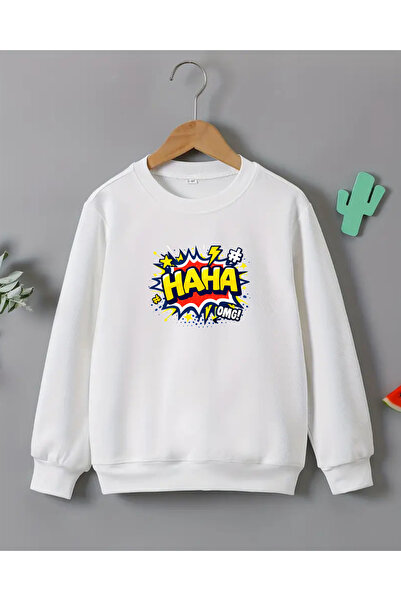 haha قصة فضفاضة سويت شيرت بدون قلنسوة للأطفال