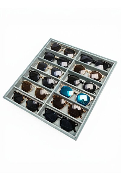 İmpala Kutu صندوق مجوهرات للنظارات مكون من 12 قسمًا، مصنوع من خشب MDF مغطى با...