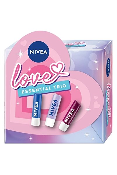 NIVEA Love Essential Trio Lips Care Gift Set: 3x nourishing lip balms 4.8g