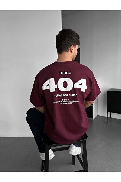 elkumoda 404 Text Printed Oversize T-Shirt - 100% Cotton Streetwear T-Shirt w...