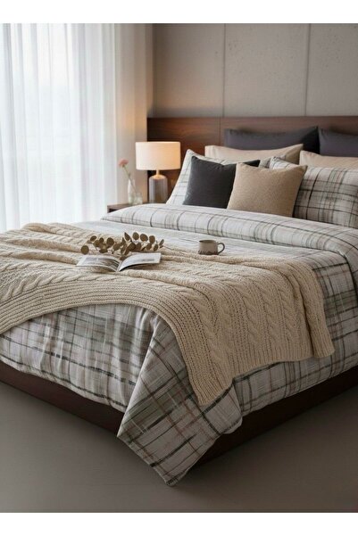 Alisy Home طقم غطاء لحاف مزدوج من القطن بنسبة 100% من Alisy، لون أخضر منقوش