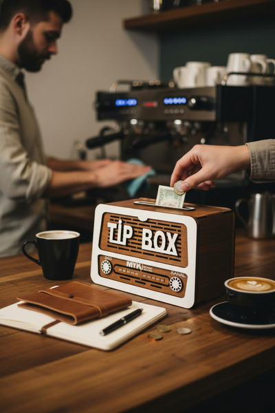 FREFLY Cutie tip pușculiță cu aspect radio de epocă, cutie pentru bacșiș