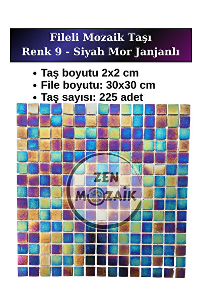 Zen Mozaik Sanatsal Mozaik Çalışmalarınız için Fileli Cam Mozaik Taşı - Mozai...