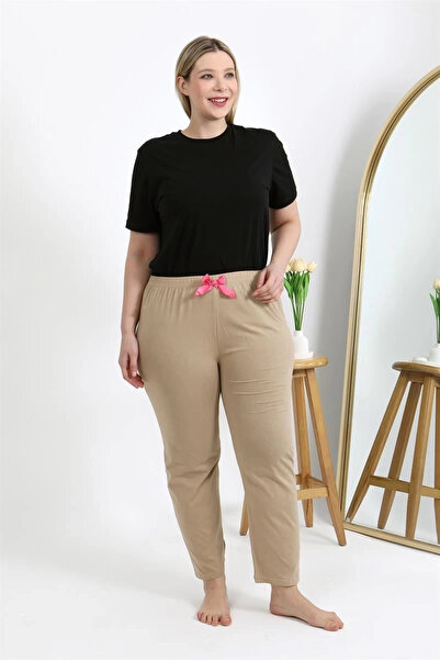 mtm My The Mall Women's Cotton Plus Size Bottom Pajamas Beige