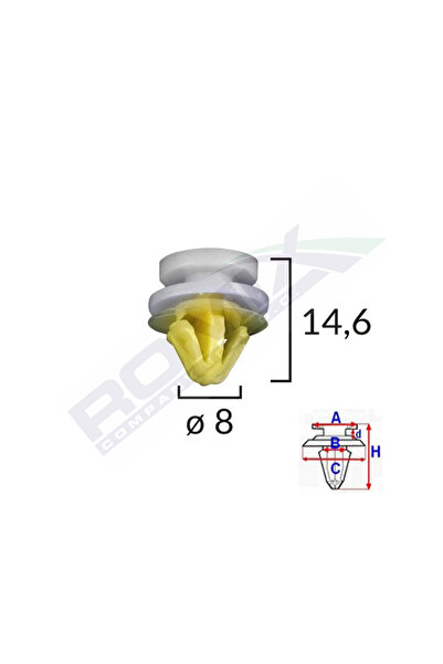 ROMİX Upholstery Clips For Land Rover Opel Renault 8X14.6MM - White Set of 10...