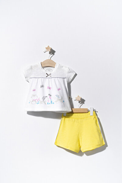 Evelise Compleu 2 piese cu pisicute pentru bebelusi, Tongs baby (Culoare: Gal...