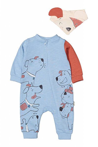 Evelise Salopeta cu baveta pentru bebelusi Dogs, Tongs baby (Culoare: Albastr...