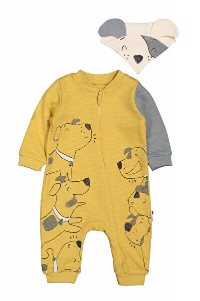 Evelise Salopeta cu baveta pentru bebelusi Dogs, Tongs baby (Culoare: Galben,...