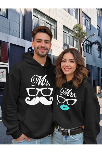 Ciel Lune Mr Mrs Glasses Mustache Lip Printed Lover's Combination Oversize Ho...