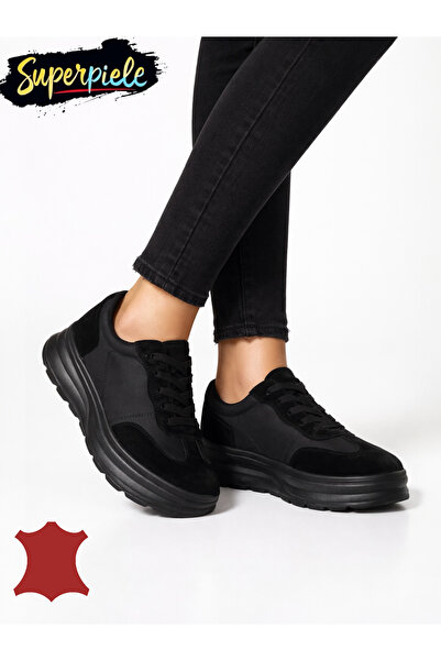 ANGEL BLUE Women's casual shoes made of genuine suede leather, with thick sol...