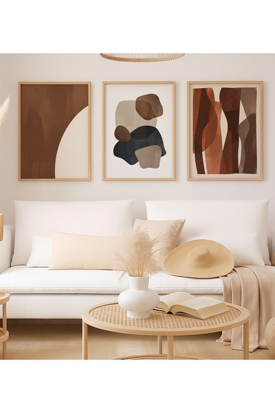VOBA STORE ÜÇLÜ MODERN SOYUT ÇERÇEVE GÖRÜNÜMLÜ DEKORATİF MDF TABLO SETİ -147