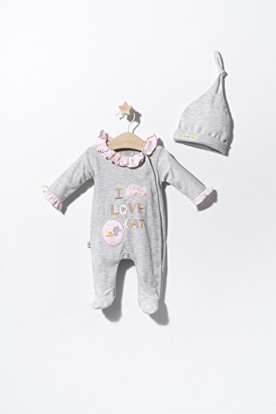 Evelise Salopeta cu caciulita pentru bebelusi Pisicute, Tongs baby (Culoare: ...