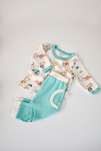 Evelise Setbluzitacumanecalungasipantalonilungi100%bumbacBabyCosyVerde(Marime...