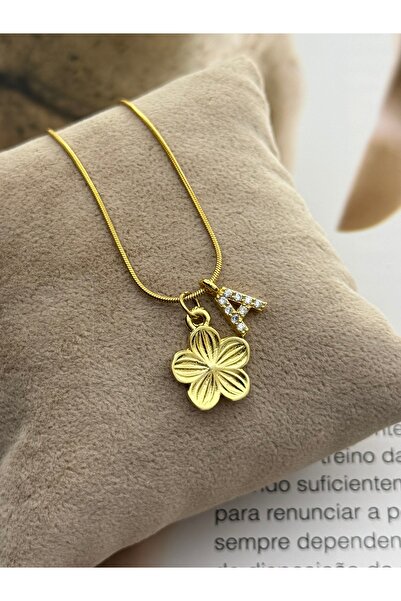 roshel Women's Steel Flower Necklace with Letter Detail |   Meaningful Specia...