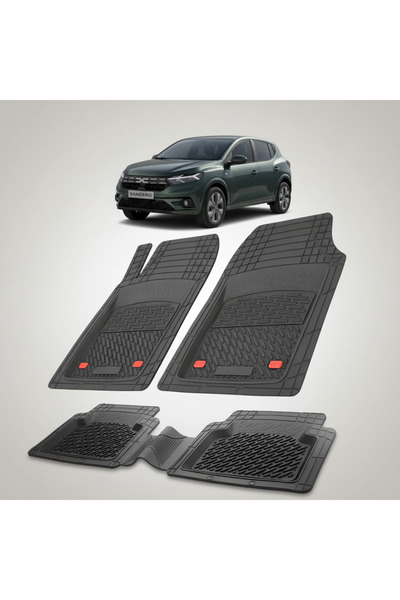 TEAMCAR Πατάκια δαπέδου τύπου δίσκου συμβατά με Dacia Sandero III 2023-2025, ...