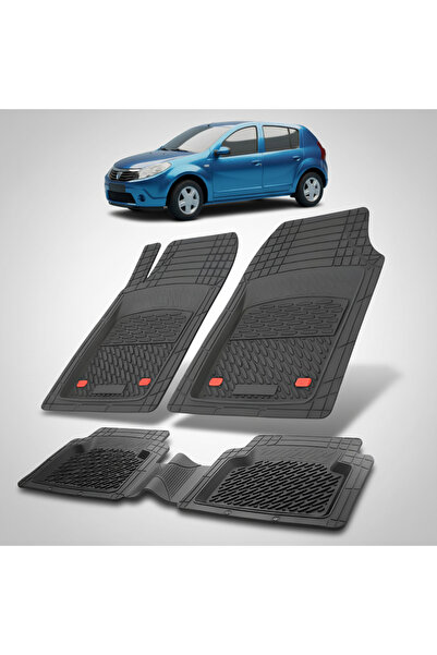 TEAMCAR Πατάκια δαπέδου τύπου δίσκου συμβατά με Dacia Sandero 2008-2012, Μαύρα