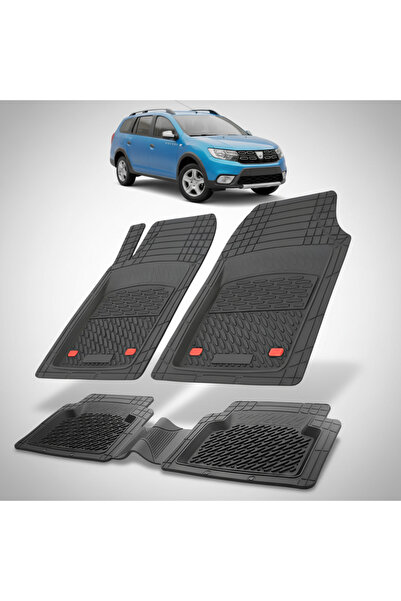 TEAMCAR Πατάκια δαπέδου τύπου δίσκου, συμβατά με Dacia Logan Stepway MCV, Μαύρα