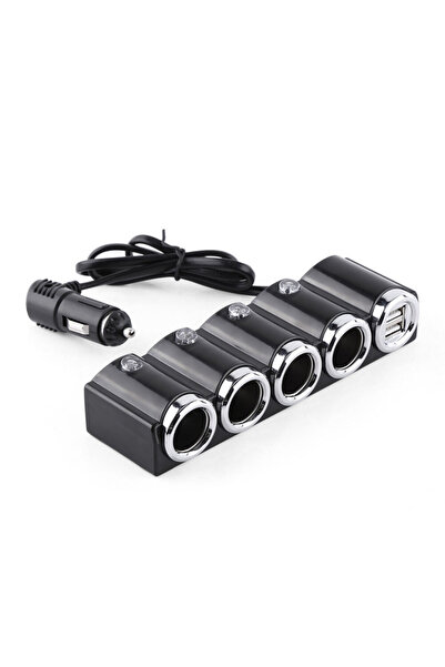 PNI Car Charger Lighter 04 With 4 Cigarette Lighter Outputs 12V/24V And 2 USB...