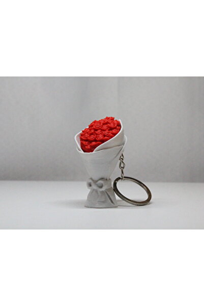 3DMakineSepeti Mini Rose Bouquet Keychain – 3D Printed Romantic Flower Keycha...