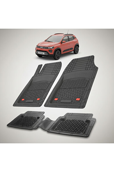 TEAMCAR Covorașe tip tavă compatibile cu Dacia Spring 2024-2026, negre