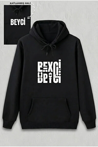 JANES Valentine's day special Hooded beyci Printed Oversized sweatshirt - black