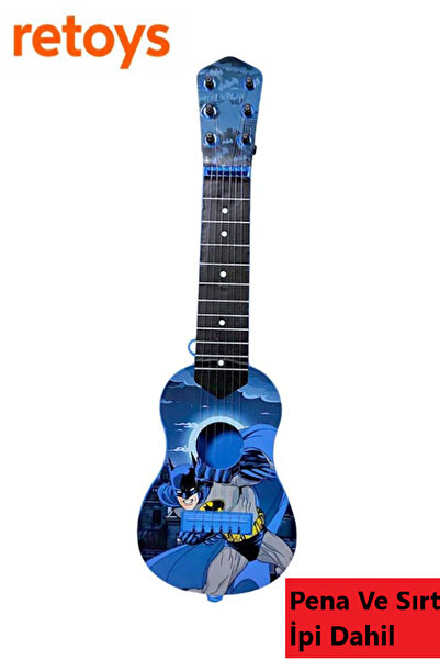 Retoys Oyuncak Batman İspanyol Gitar Ukulele 6 Telli 50CM Askı İpi Ve Pena
