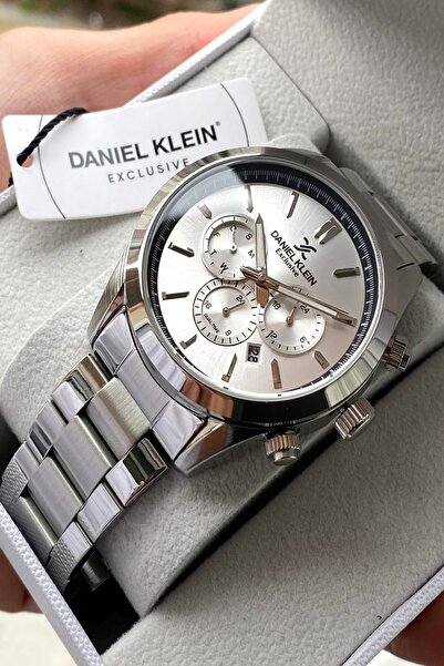 Daniel Klein ساعة يد رجالية بسوار من الفولاذ المقاوم للصدأ مع جميع الوظائف