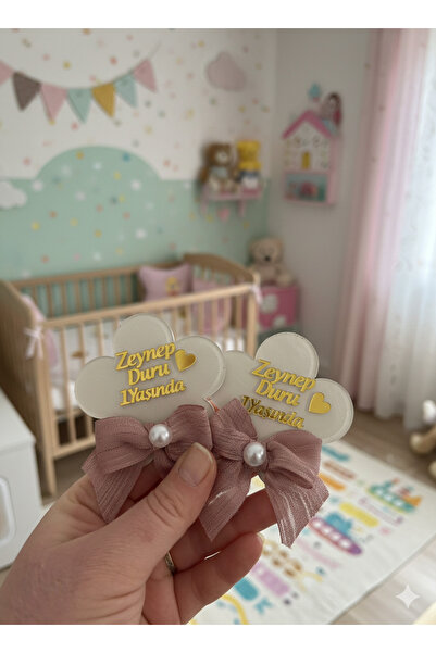 NaturessCo Çiçek Model Pudra Fiyonklu Hediyelik Bebek Magneti ( 10 Adet )