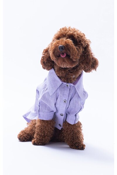 YES LAURA Small breed lilac linen shirt