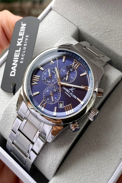 Daniel Klein ساعة يد رجالية بسوار من الفولاذ المقاوم للصدأ مع جميع الوظائف