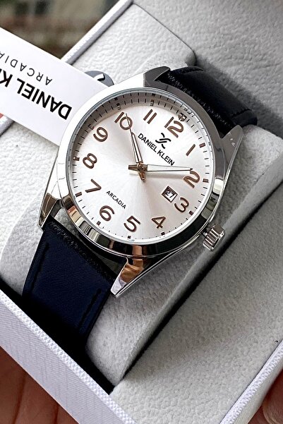 Daniel Klein ساعة يد رجالية بحزام جلدي، مقاومة للماء حتى 3ATM
