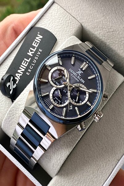 Daniel Klein ساعة يد رجالية بسوار من الفولاذ المقاوم للصدأ مع جميع الوظائف