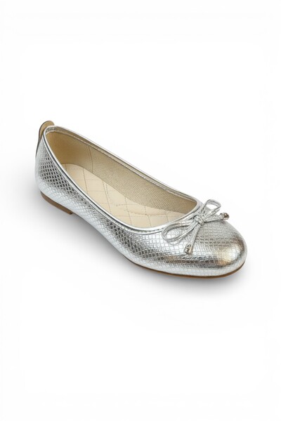 Pazzyonez Wendy Women's Silver Gray Metallic Snake Textured Soft Bowknot Styl...