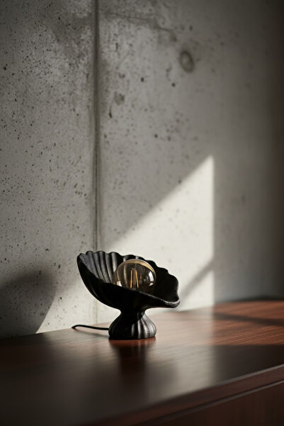 Dropcek eticaret İstiridye Abajur Beton Dokulu Modern Gece Lambası | Dekorati...