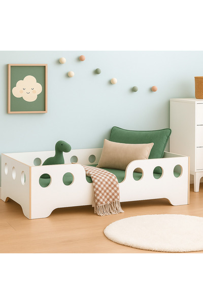 Arvessohome Montessori Yatak Çocuk Yatağı Bebek Karyolası MDF Tek Kişilik