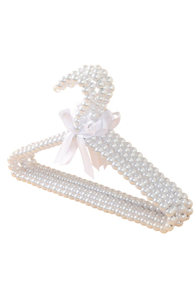 BIUPSER Silver Pearl Hanger Set, 5 pcs, Anti-Slip, Elegant Design with White ...