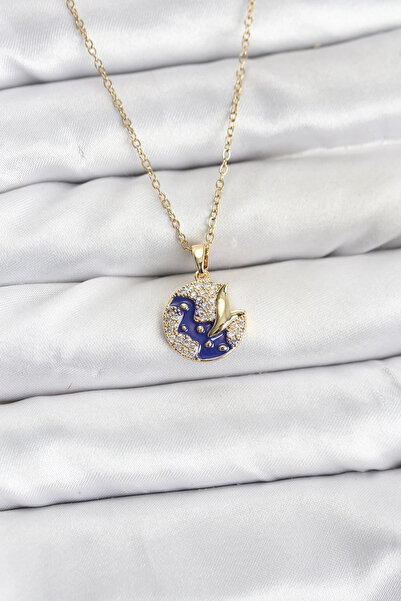 shopwave سلسلة فولاذية 316L ذهبية اللون، موديل ليلي، حجر الزركون، قلادة نسائية