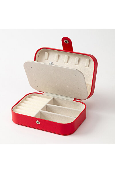 Choice علبة مجوهرات حمراء محمولة متعددة الأقسام ببطانة مخملية - منظم مجوهرات ...