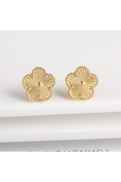 Choice أقراط مرصعة بخمس أوراق على شكل زهرة من الفولاذ المقاوم للصدأ باللون ال...