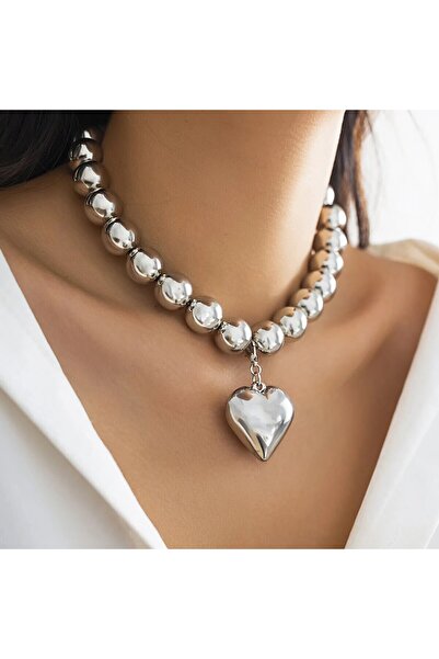 Choice silver color 2 Punk Big Love Heart Pendant Choker Necklace Women Vinta...