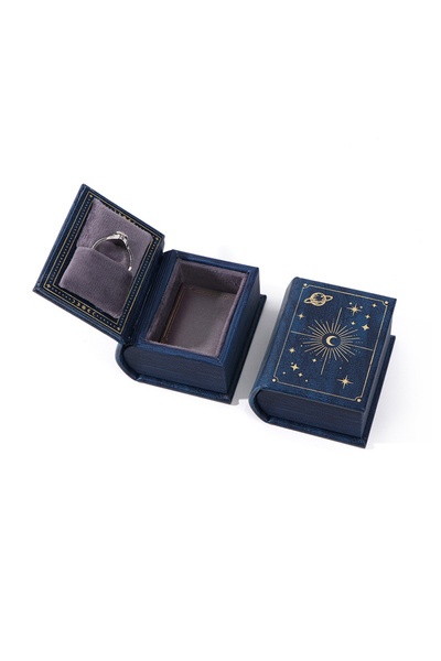 Choice علبة خواتم على شكل كتاب من الجلد الصناعي (PU) مع بطانة من قماش الشمواه...