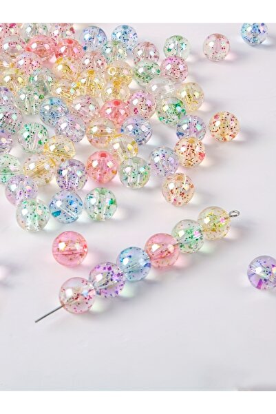 Choice 8mm 200pcs 10/8/6mm Mixed Color AB Powder Filled Transparent Beads DIY...