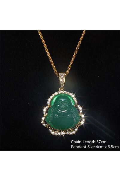 Choice AL2207-Green Hip Hop Shiny Natural Stone Maitreya Pendant Buddha Statu...
