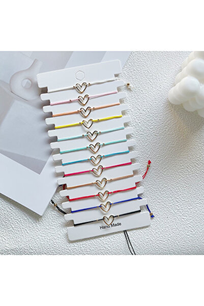 Choice طقم أساور على شكل قلب مكون من 12 قطعة بألوان متعددة، أنيق وعصري للأولا...