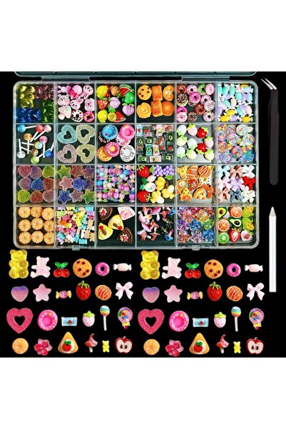Choice M8134-24 1Box Creative Fruit Cake Lollipop Nail Art Decorations 3D Fro...